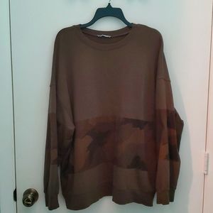 ZARA Olive Green & Camo Oversized Sweatshirt